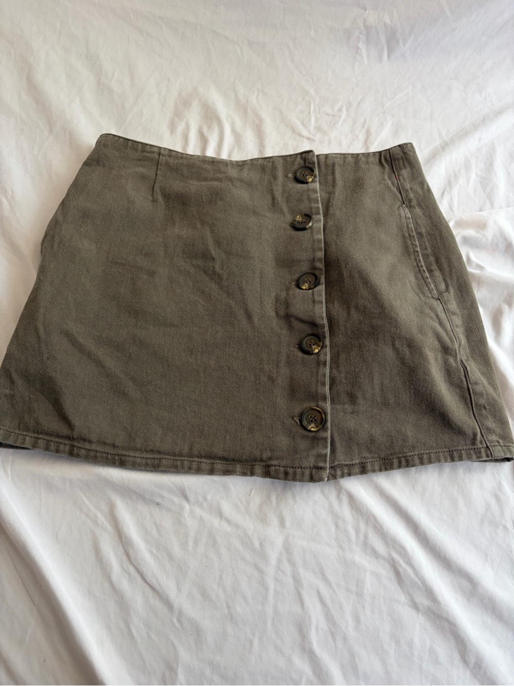 Chloe & Katie Olive Button-Down Mini Skirt Size L Y2K